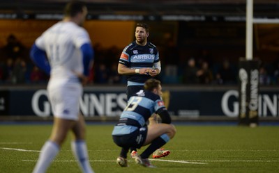 100115 - Cardiff Blues v Leinster - Guinness PRO12 -Cory Allen and Alex Cuthbert of Cardiff Blues look dejected