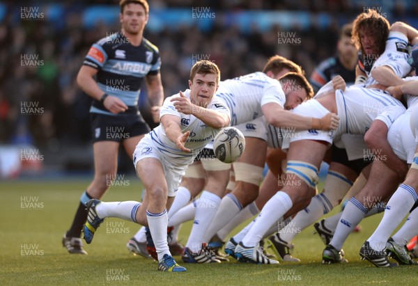 100115 - Cardiff Blues v Leinster - Guinness PRO12 -Luke McGrath of Leinster gets the ball away