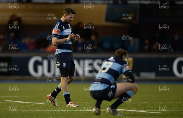 100115 - Cardiff Blues v Leinster - Guinness PRO12 -Cory Allen and Alex Cuthbert of Cardiff Blues look dejected