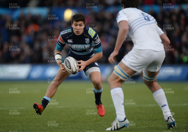 100115 - Cardiff Blues v Leinster - Guinness PRO12 -Lucas Amorosino of Cardiff Blues takes on Kane Douglas of Leinster