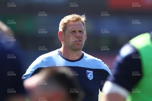 240819 - Cardiff Blues A v Leinster A - Celtic Cup - T Rhys Thomas of Cardiff Blues A coaching staff