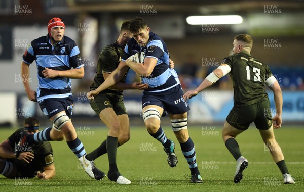 310818 - Cardiff Blues v Leinster - Guinness PRO14 - Rory Thornton of Cardiff Blues is tackled by Ross Byrne of Leinster