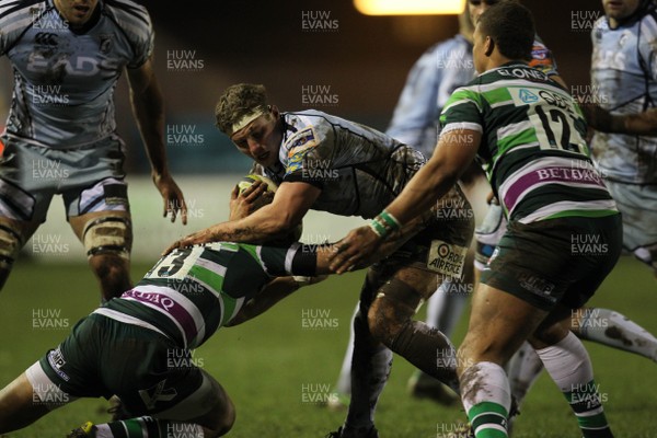 010213 - Cardiff Blues v London Irish, LV= Cup - Cardiff Blues' Thomas Young is tackled by London Irish's Jonathan Joseph