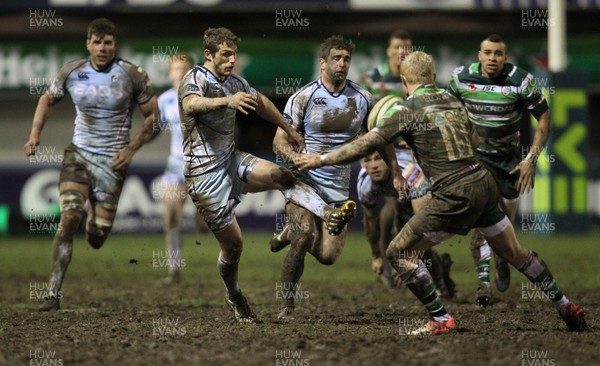 010213 - Cardiff Blues v London Irish, LV= Cup - Cardiff Blues' Jason Tovey kicks over London Irish's Tom Homer