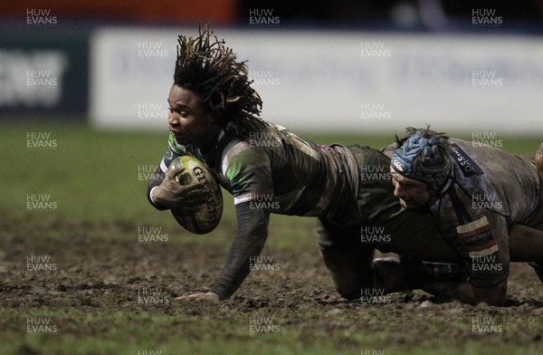 010213 - Cardiff Blues v London Irish, LV= Cup - London Irish's Marland Yarde is tackled by Cardiff Blues' Michael Paterson