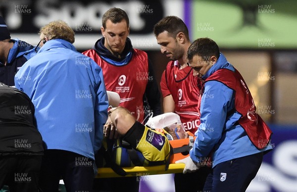 131017 - Cardiff Blues v Lyon - European Rugby Challenge Cup - Anton Peikrishvili of Cardiff Blues is treated for injury