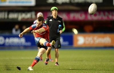 011114 - Cardiff Blues v Munster - Guiness PRO12 -JJ Hanrahan of Munster kicks at goal