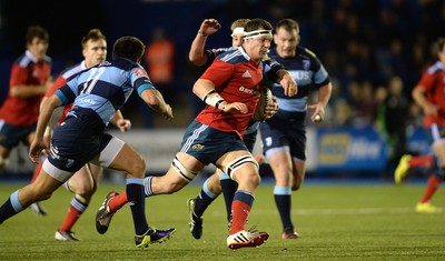 011114 - Cardiff Blues v Munster - Guiness PRO12 -Robin Copeland of Munster is chased down by Jarrad Hoeata of Cardiff Blues