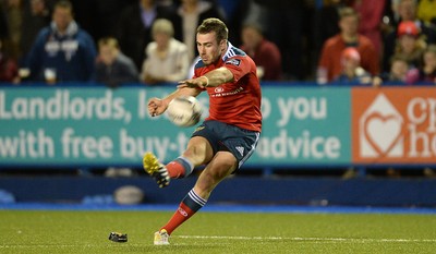 011114 - Cardiff Blues v Munster - Guiness PRO12 -JJ Hanrahan of Munster kicks at goal