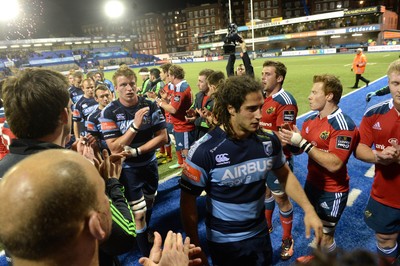 011114 - Cardiff Blues v Munster - Guinness PRO12 -Players leave the field