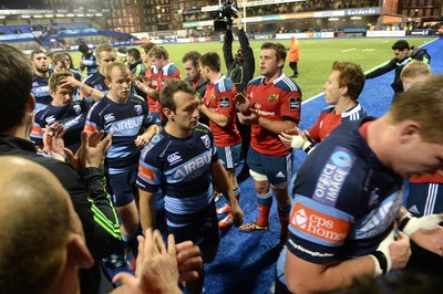 011114 - Cardiff Blues v Munster - Guinness PRO12 -Players leave the field