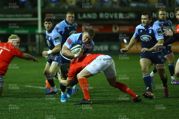021119 - Cardiff Blues v Munster - GuinnessPRO14 - Will Boyde of Cardiff Blues is tackled by Alex Wootton of Munster 