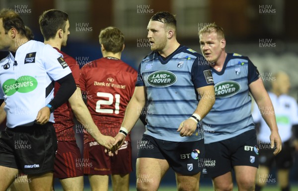 170218 - Cardiff Blues v Munster - Guinness PRO14 - Dillon Lewis of Cardiff Blues at the end of the game