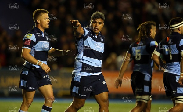 210918 - Cardiff Blues v Munster - Guinness PRO14 - Nick Williams of Cardiff Blues celebrates scoring a try