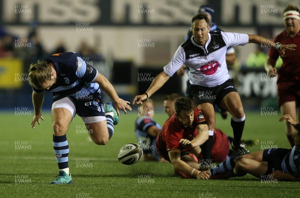 210918 - Cardiff Blues v Munster - Guinness PRO14 - Referee Quentin Immelman takes a tumble