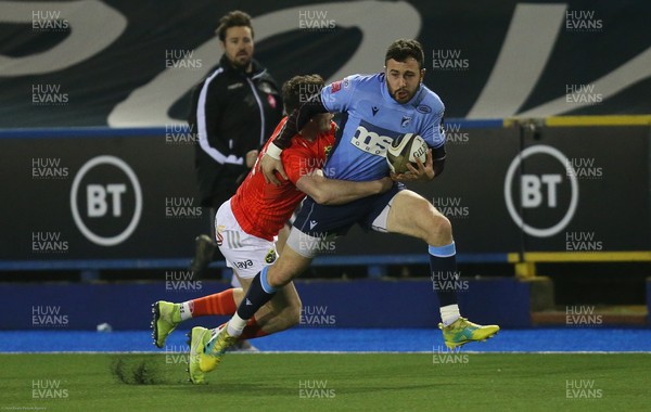 260221 - Cardiff Blues v Munster, Guinness PRO14 - Aled Summerhill of Cardiff Blues is hauled down