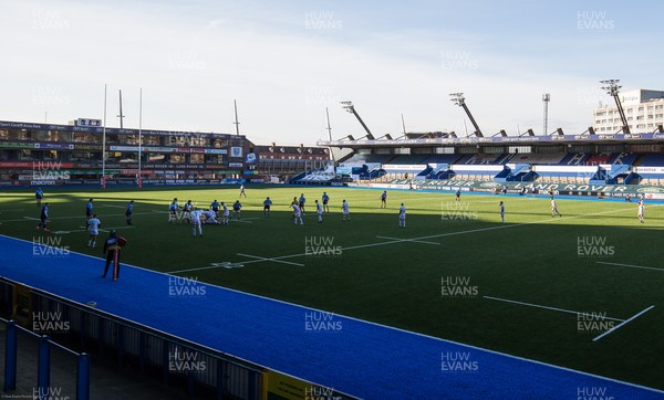 120221 - Cardiff Blues v Ospreys, Friendly - Play gets underway for the first match at the Cardiff Arms Park since February 2020