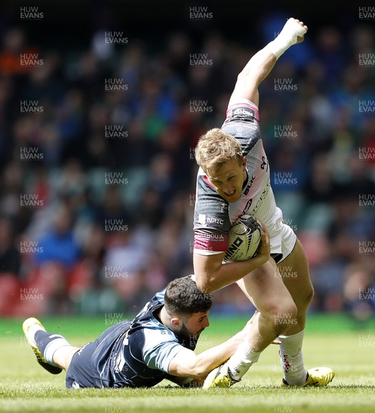 300416 - Cardiff Blues v Ospreys - Judgement Day - Guinness PRO12 - Ben John of Ospreys is tackled by Aled Summerhill of Cardiff Blues