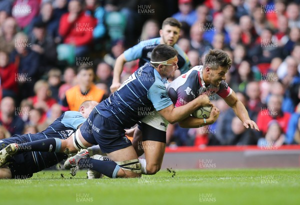 300416 - Cardiff Blues v Ospreys, Judgement Day IV, Guinness PRO12 - Rhys Webb of Ospreys powers over to score try