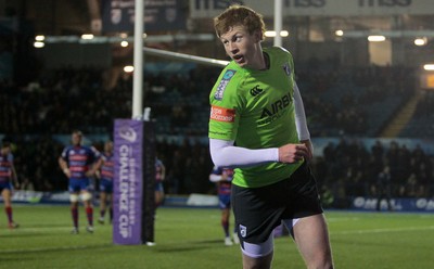 160115 - Cardiff Blues v Rovigo - European Rugby Challenge Cup - Rhys Patchell of Cardiff Blues runs in to score a try