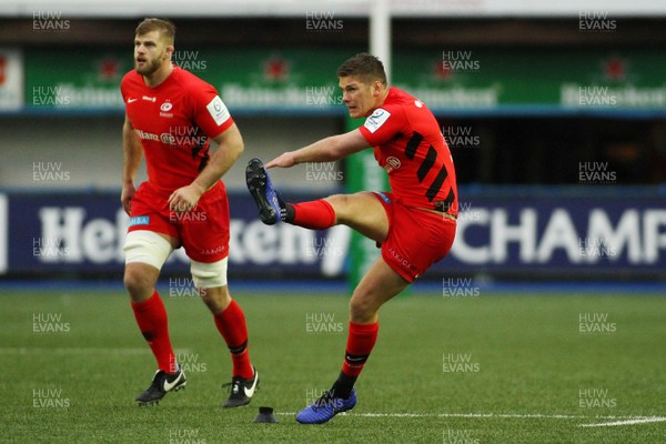 151218 - Cardiff Blues v Saracens - European Rugby Champions Cup - Owen Farrell of Saracens attempts a kick at goal  