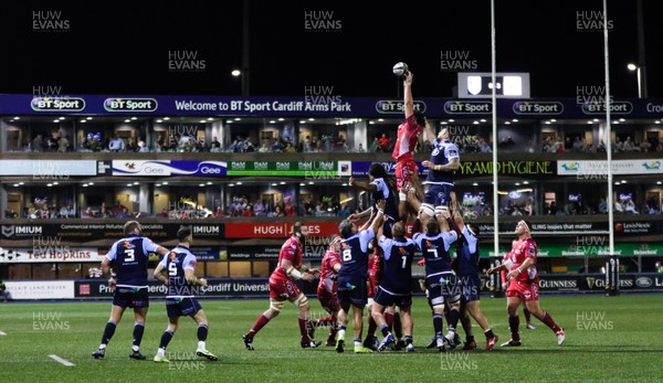 030120 - Cardiff Blues v Scarlets, Guinness PRO14 - The Cardiff Blues and Scarlets contest a line out during their New Year derby match