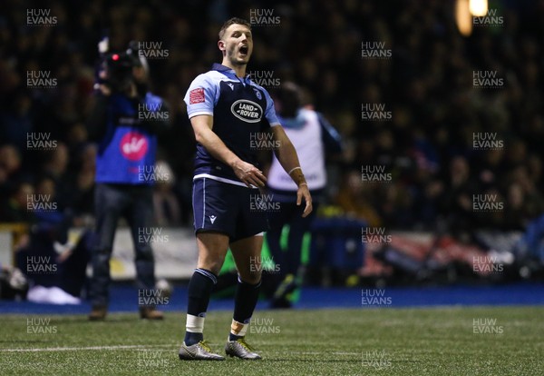 030120 - Cardiff Blues v Scarlets, Guinness PRO14 - Jason Tovey of Cardiff Blues reacts after he misses a penalty kick at goal late in the match