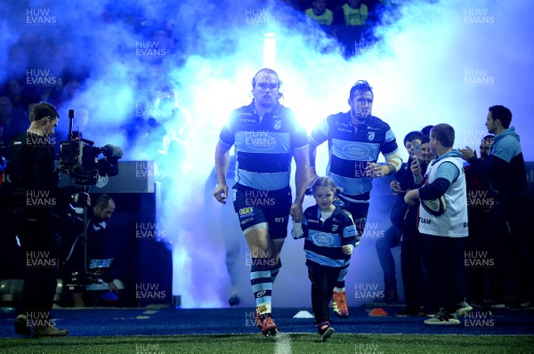 220319 - Cardiff Blues v Scarlets - Guinness PRO14 - Kristian Dacey of Cardiff Blues leads out his side