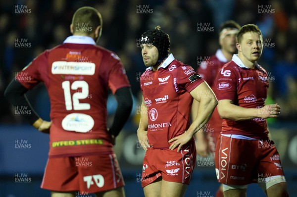 220319 - Cardiff Blues v Scarlets - Guinness PRO14 - Leigh Halfpenny of Scarlets looks dejected