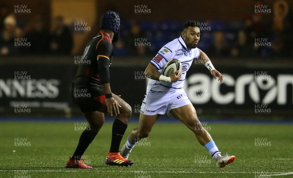 020319 - Cardiff Blues v Southern Kings - Guinness PRO14 - Willis Halaholo of Cardiff Blues is challenged by Meli Rokoua of Southern Kings