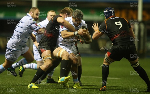 020319 - Cardiff Blues v Southern Kings - Guinness PRO14 - Nick Williams of Cardiff Blues is tackled by Martinus Burger of Southern Kings