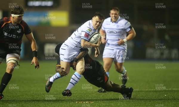 020319 - Cardiff Blues v Southern Kings - Guinness PRO14 - Jarrod Evans of Cardiff Blues is tackled by Lupumlo Mguca of Southern Kings