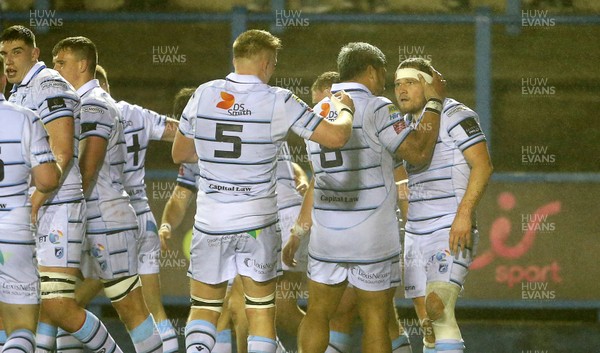 020319 - Cardiff Blues v Southern Kings - Guinness PRO14 - Olly Robinson of Cardiff Blues celebrates scoring a try