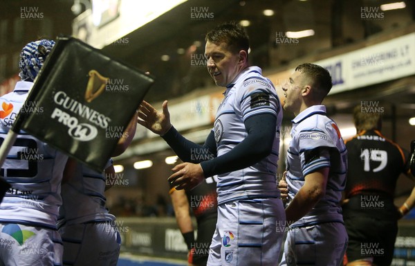 020319 - Cardiff Blues v Southern Kings - Guinness PRO14 - Jason Harries of Cardiff Blues celebrates scoring a try