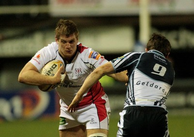 170212 Cardiff Blues v Ulster - RaboDirect PRO 12 -Ulster's Chris Henry is tackled by Blues' Lloyd Wllliams