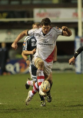 170212 Cardiff Blues v Ulster - RaboDirect PRO 12 -Ulster's Robbie Diack shows his footballing skills