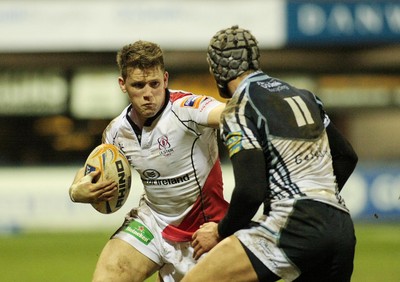 170212 Cardiff Blues v Ulster - RaboDirect PRO 12 -Ulster's Craig Gilroy takes on Blues' Tom James