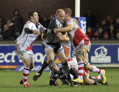 170212 Cardiff Blues v UlsterBlues Martyn Williams is tackled by Chris Henry