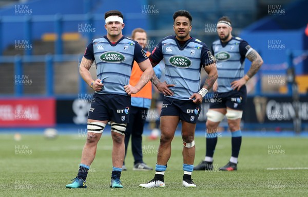 240318 - Cardiff Blues v Ulster - Guinness PRO14 - Ellis Jenkins and Rey Lee-Lo of Cardiff Blues