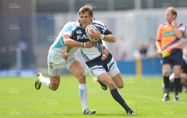 110812 - Cardiff Blues v Worcester Warriors - Preseason Friendly -Tom Williams of Cardiff Blues takes on Ben Howard of Worcester