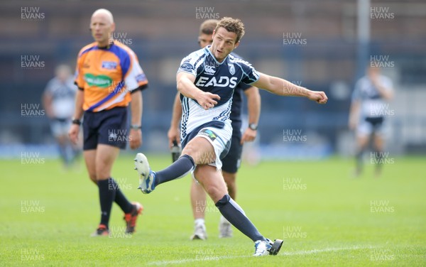 110812 - Cardiff Blues v Worcester Warriors - Preseason Friendly -Jason Tovey of Cardiff Blues kicks at goal