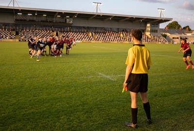 220525 - Cardiff Chiefs v Swansea Gladiators, Mixed Ability Rugby match - Cardiff Match Official Evan Jenkins during the Cardiff Chiefs and Swansea Gladiators match at Rodney Parade