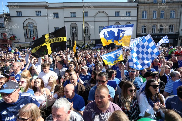 130518 - Cardiff City Open top bus tour to celebrate being promoted into the Premier League - Fans