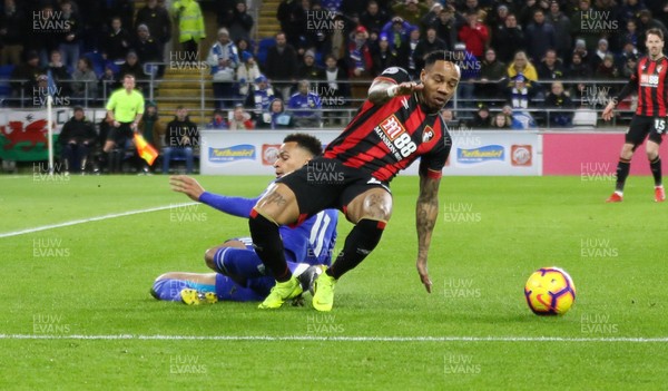 020219 - Cardiff City v AFC Bournemouth, Premier League - Nathaniel Clyne of Bournemouth and Josh Murphy of Cardiff City compete for the ball