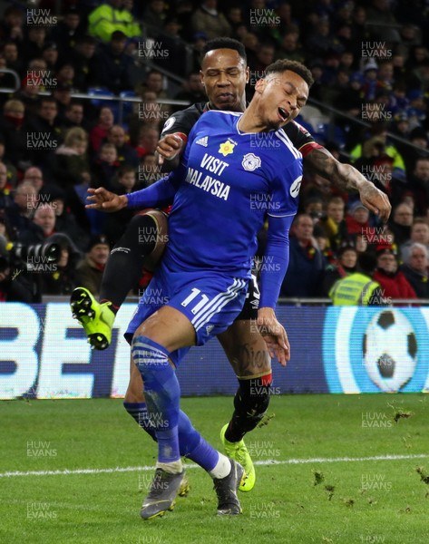 020219 - Cardiff City v AFC Bournemouth, Premier League - Josh Murphy of Cardiff City challenges Nathaniel Clyne of Bournemouth