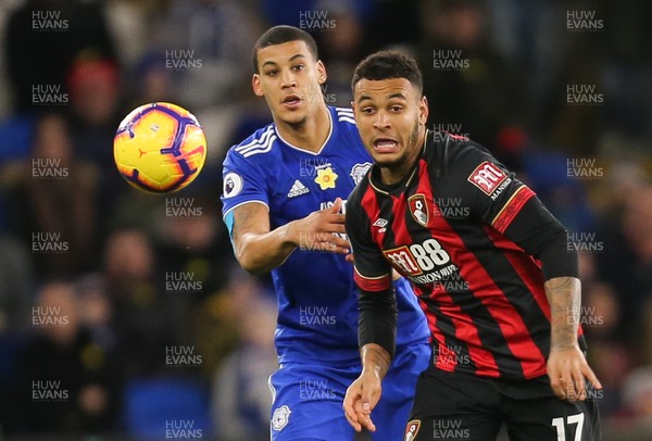 020219 - Cardiff City v AFC Bournemouth, Premier League - Joshua King of Bournemouth and Lee Peltier of Cardiff City compete for the ball