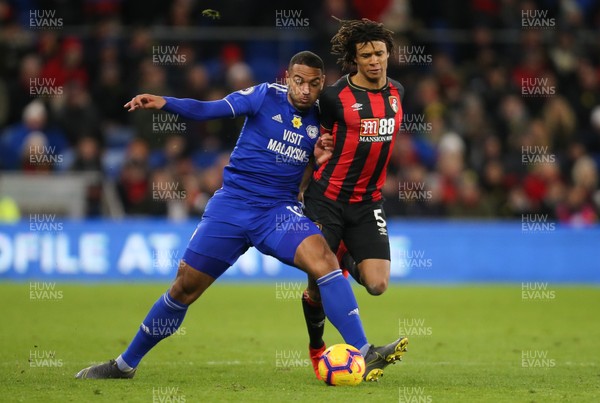 020219 - Cardiff City v AFC Bournemouth, Premier League - Kenneth Zohore of Cardiff City and Nathan Ake of Bournemouth compete for the ball