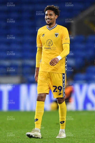 021225 -  Cardiff City v AFC Wimbledon - Vertu Trophy - Aron Sasu of Wimbledon scores the first goal of the game