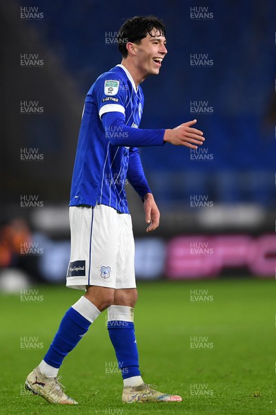 021225 -  Cardiff City v AFC Wimbledon - Vertu Trophy - Luey Giles of Cardiff City celebrates scoring a goal