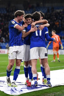 170226 - Cardiff City v AFC Wimbledon - Sky Bet League 1 - Perry NG of Cardiff City celebrates scoring a goal with team mates